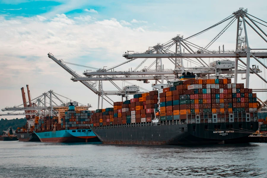 Container Cargo Ship at Indian Export Seaport